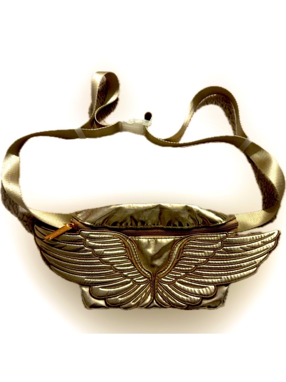 Gold Winged Crossbody Belt Vegan Leather Bag-
Fydelity NWOT